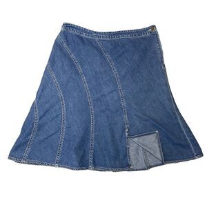 VTG Denim Skirt Sz 12 Knee Length A-Line Country Western Prairie  Jeans '90's